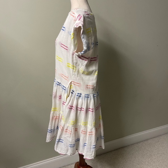 Oliphant White with Colorful Embroidery V-Neck Dress - Size M - Picture 4 of 11